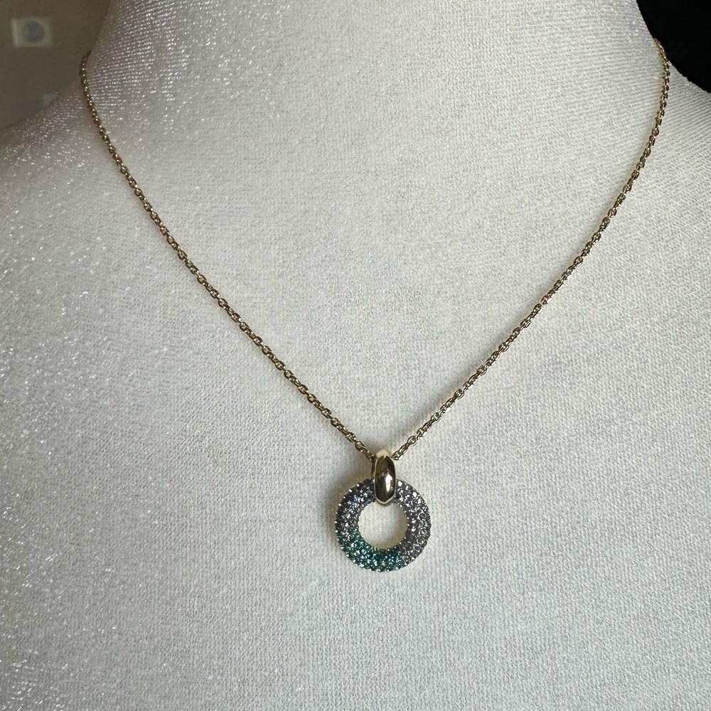 Kendra Scott Gold Necklace with Silver and Green Accents